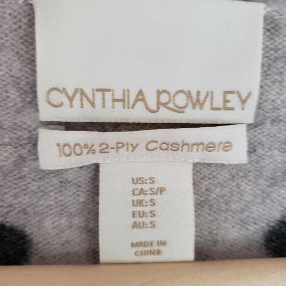 Cynthia Rowley Grey Black Polka Cashmere Sweater - Picture 7 of 9